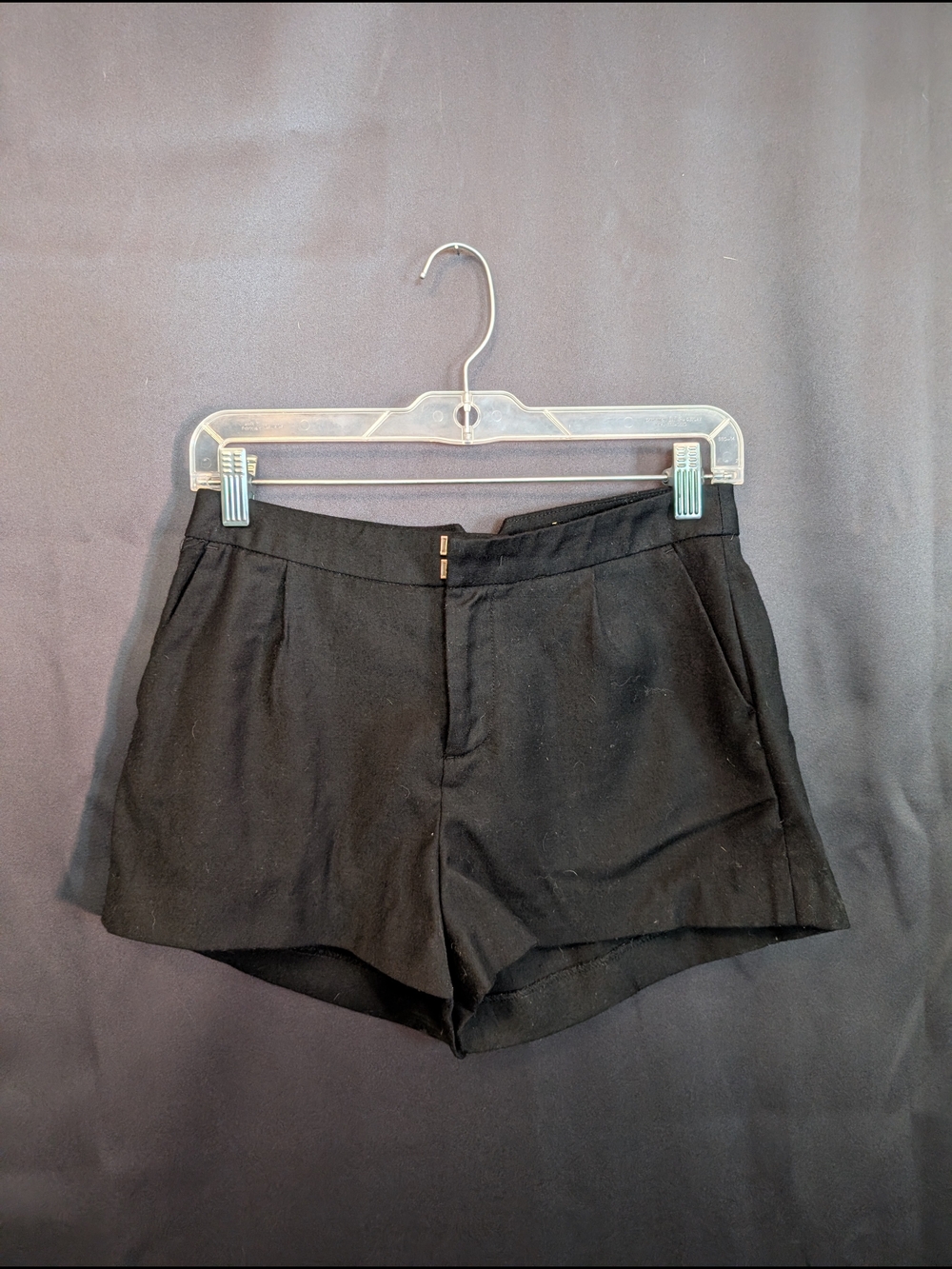 Women's Black Tailored Bermuda Shorts Back Cut Out V Elegant Mid rise Summer